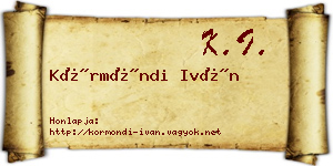 Körmöndi Iván névjegykártya
